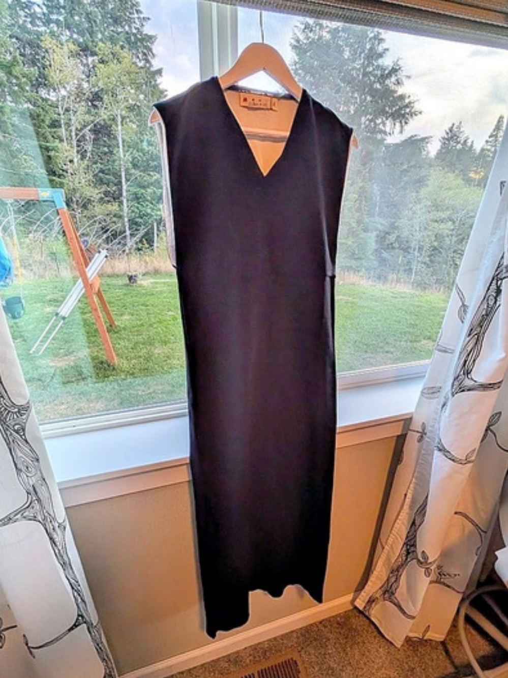 Marni Sleeveless V-Neck Cotton Knit Navy Blue Maxi Dress Size EU 36